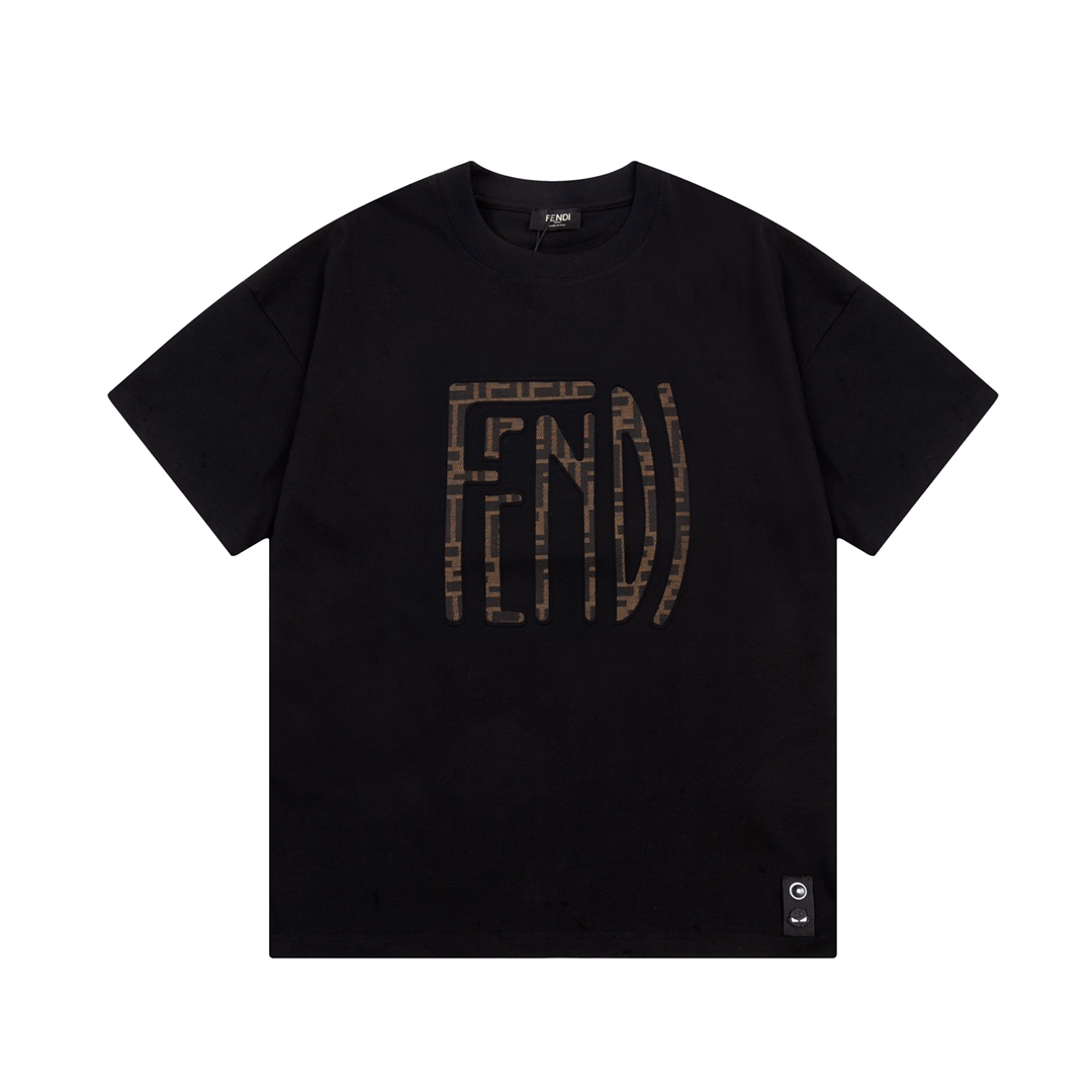 フェンディ 激安通販 コピー 半袖 Tシャツ コットン ブラック 柔らかい 花柄_1