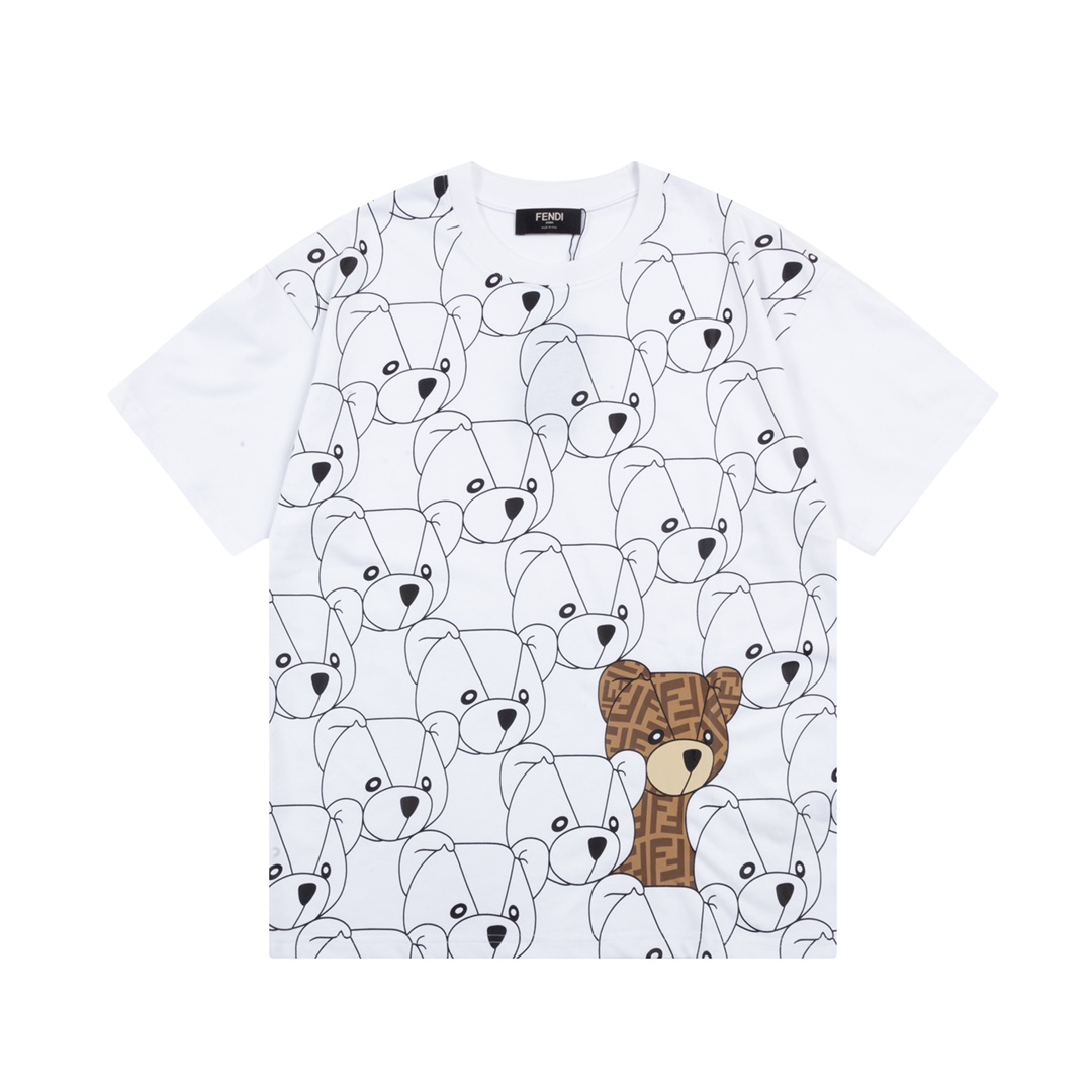 フェンディ FENDI限定 コピー 半袖 Tシャツ コットン ホワイト 柔らかい 花柄_1