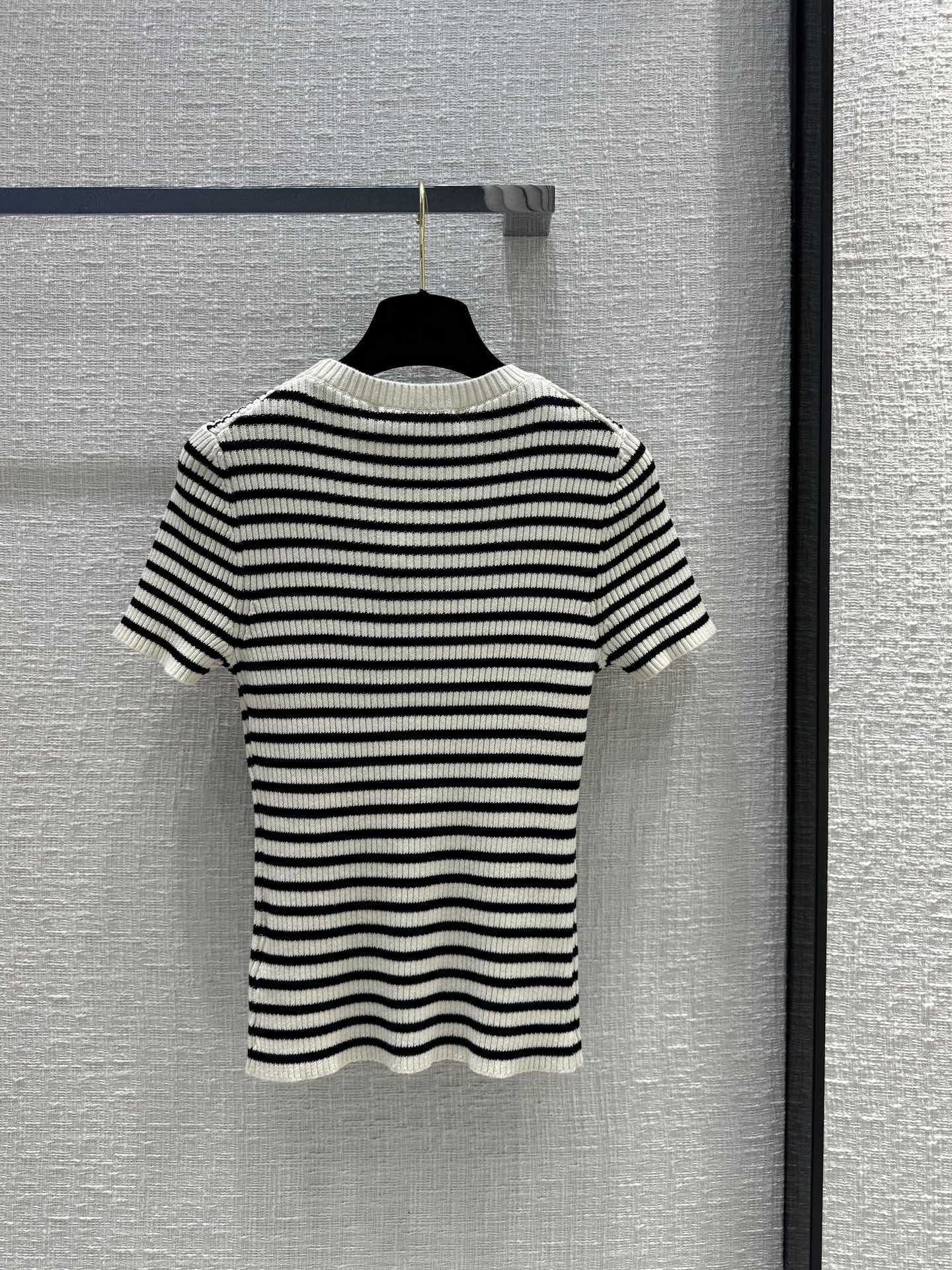 藤原聡 ディオールtシャツ激安通販 短袖 トップス 純綿 縞模様 シンプル 刺繍 ロゴプリント 大人気 ブラック_9