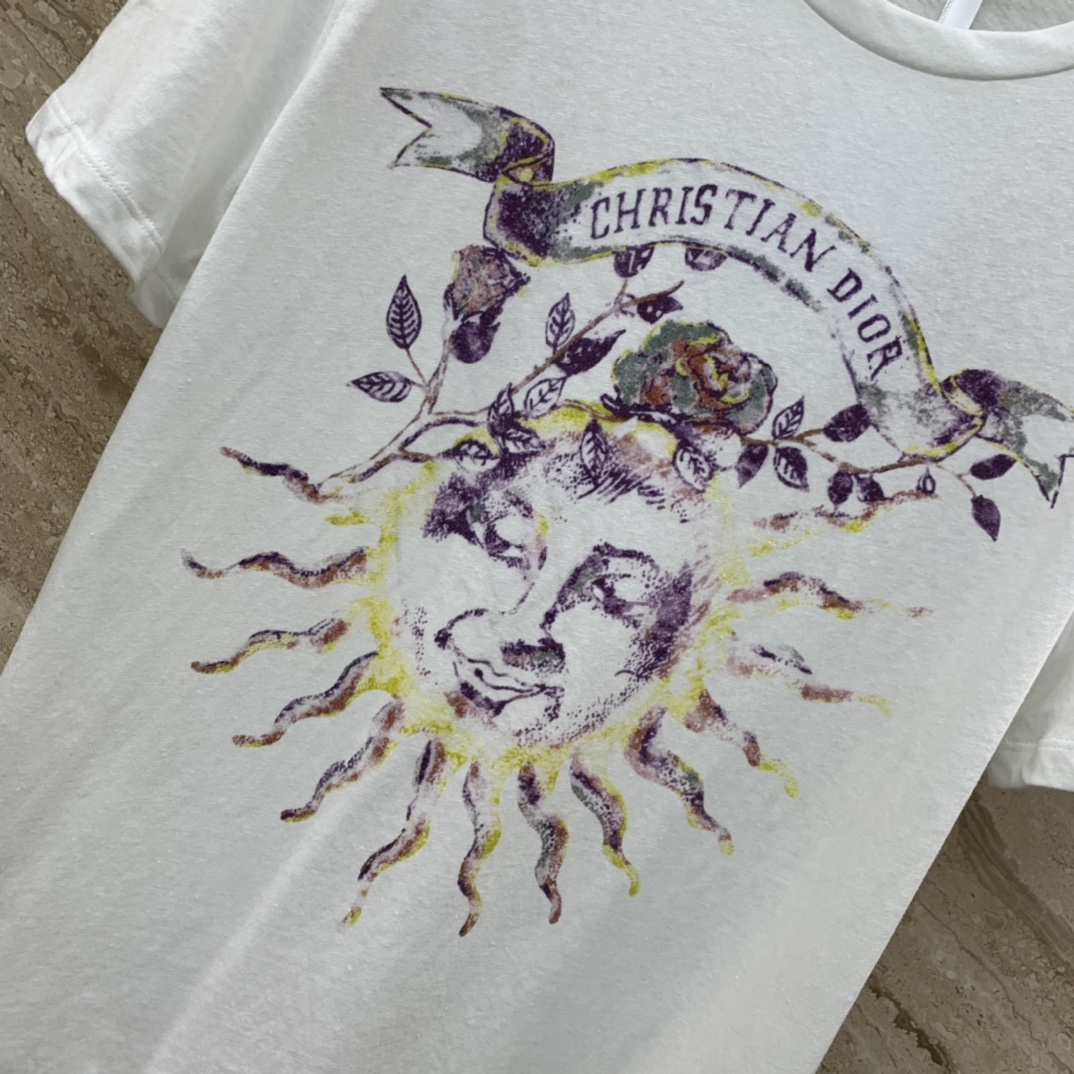 期間限定SALE!! ディオールtシャツヤフオクコピー 短袖 トップス 純綿 シンプル プリント 夏服 ホワイト_4