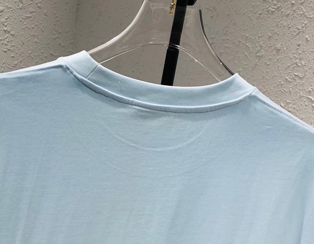 超激レア人気新作 ディオールのtシャツ偽物 短袖 トップス 純綿 ロゴ刺繍 夏新品 ゆったり 男女兼用 ブルー_8
