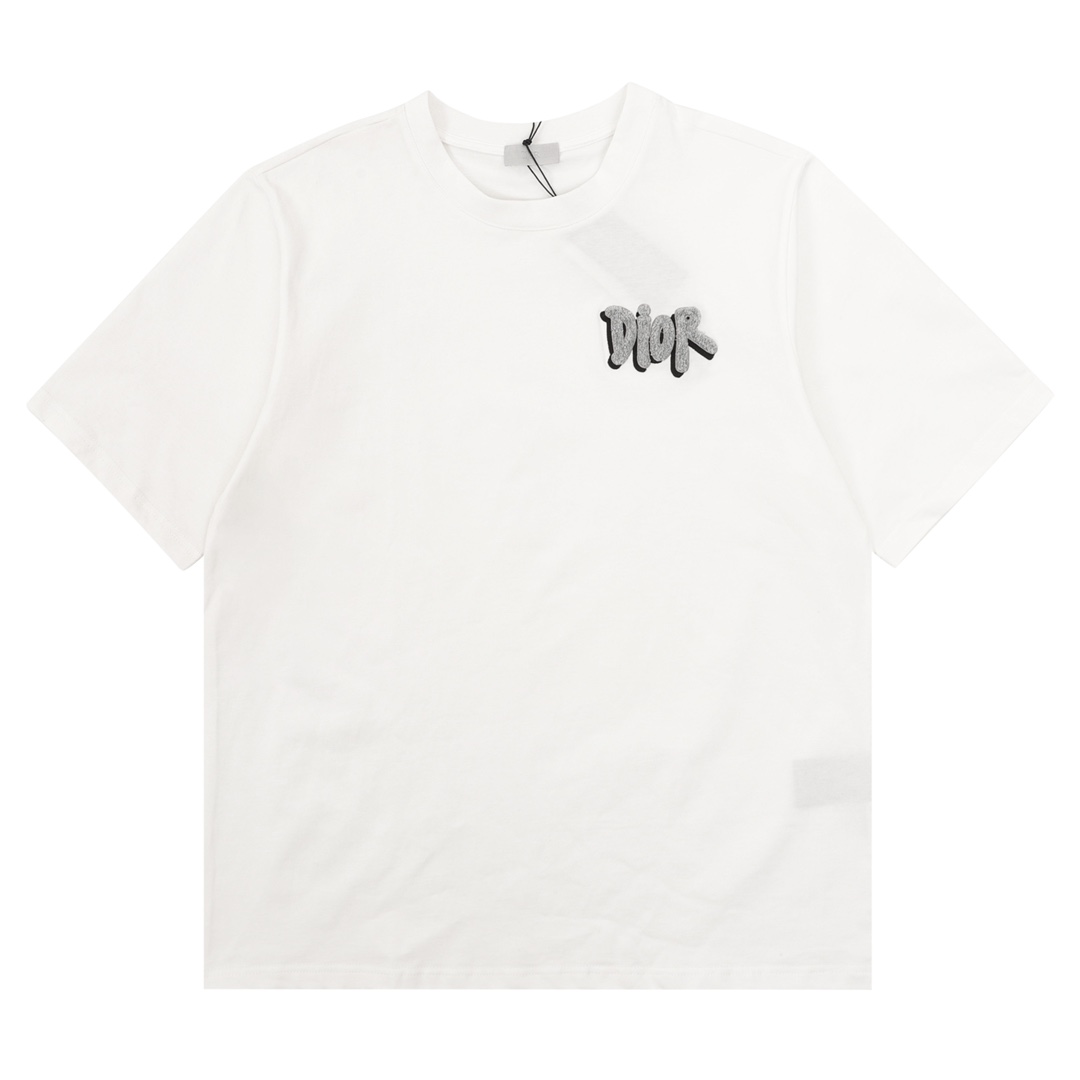 赤字超特価2024 ディオールキッズ tシャツ激安通販 短袖 トップス 純綿 カップル 爽やか 男女兼用 ホワイト_1
