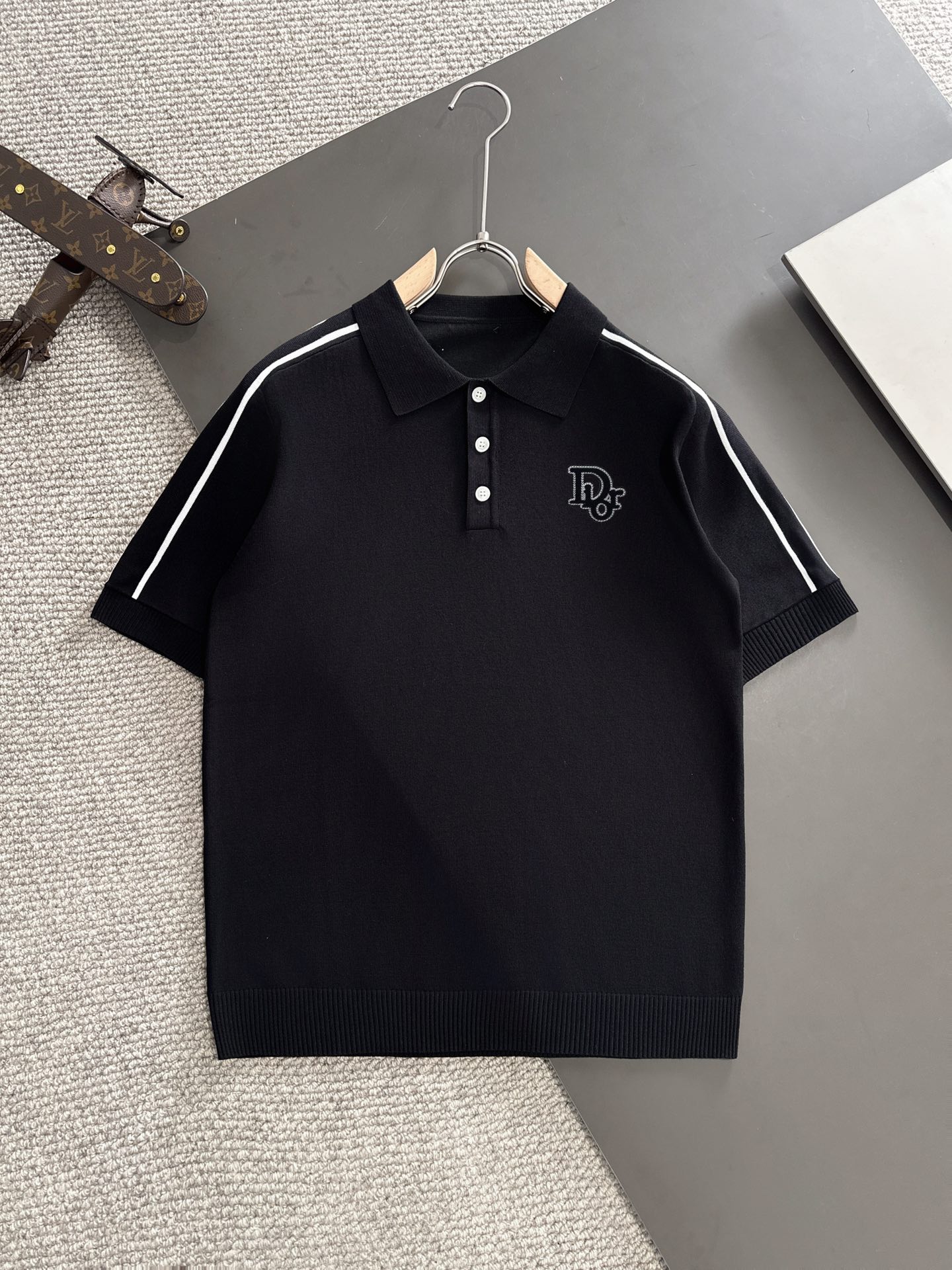 赤字超特価2024 ディオールキッズ tシャツ激安通販 短袖 トップス 純綿 襟 ゆったり 高級品 メンズ ブラック_1