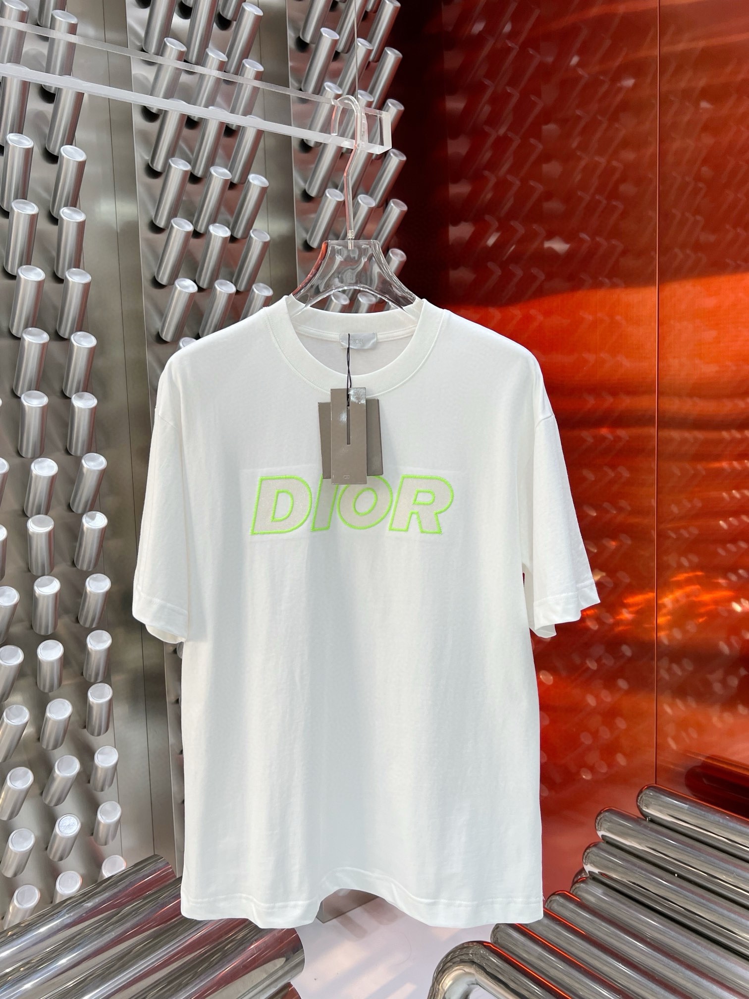 ディオール ロンtコピー 純綿 シンプル 半袖 トップス ロゴプリント 通気性いい 品質保証 ホワイト_1
