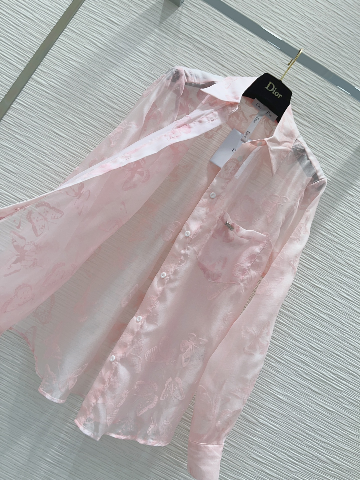 ディオールトップススーパーコピー 長袖 シャツ 夏服 軽量 日焼け止め プリント ファッション ピンク_8