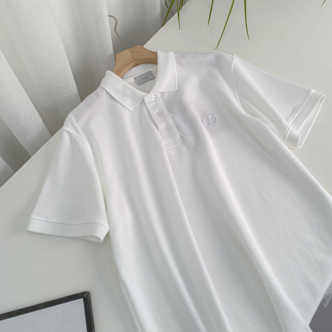 ディオールイメージ偽物 半袖 トップス ポロシャツ シンプル 純綿 夏服 通気性いい 通勤 2色可選_7