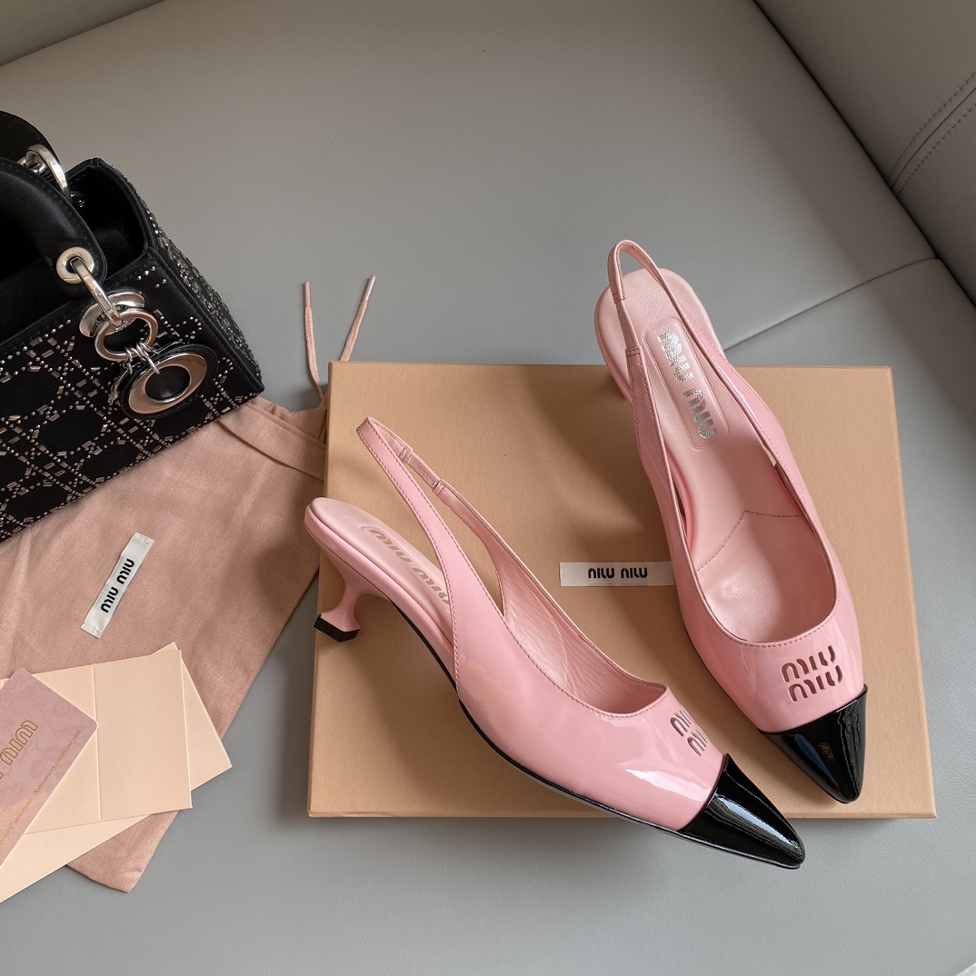 miu miu ミュール激安通販 5.5cmヒール ラウンドトゥ軽量 ハイヒール 歩きやすい パンプス 牛革 レディース ピンク_2