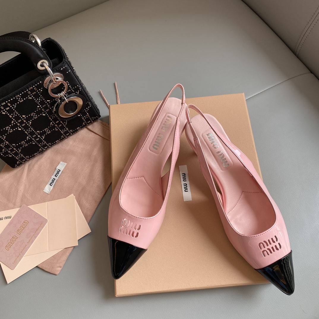 miu miu ミュール激安通販 5.5cmヒール ラウンドトゥ軽量 ハイヒール 歩きやすい パンプス 牛革 レディース ピンク_6