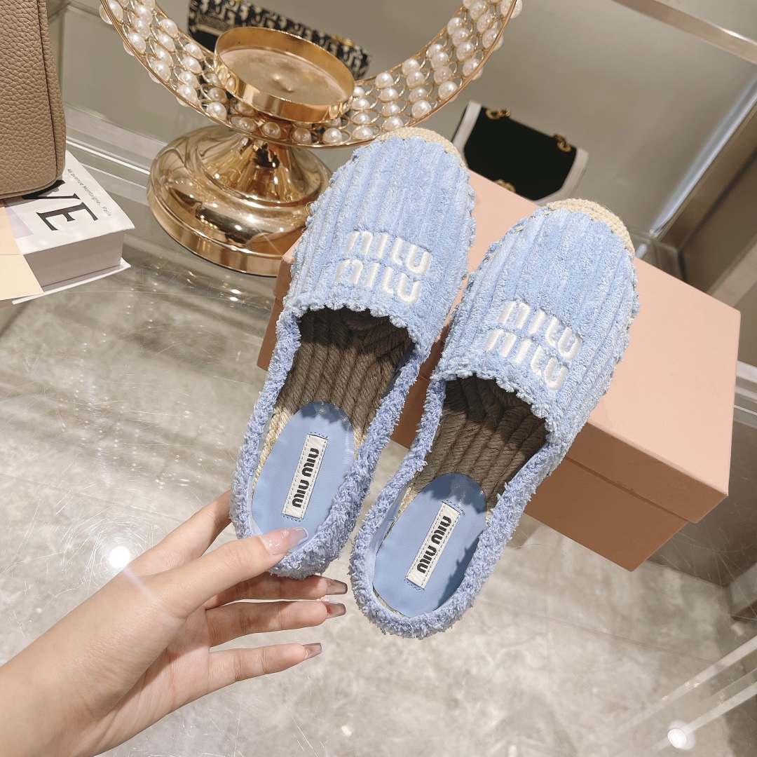 ミュウ ミュウ 靴 スニーカーｎ級品 モカシン もこもこ ファッション 軽量 フラットシューズ ブルー_6