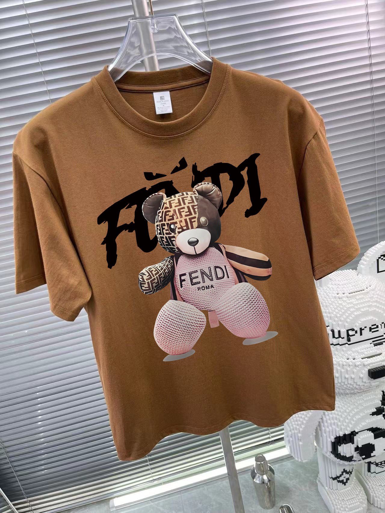 フェンディ 偽物 コピー 半袖 Tシャツ コットン カーキ 柔らかい 花柄_4
