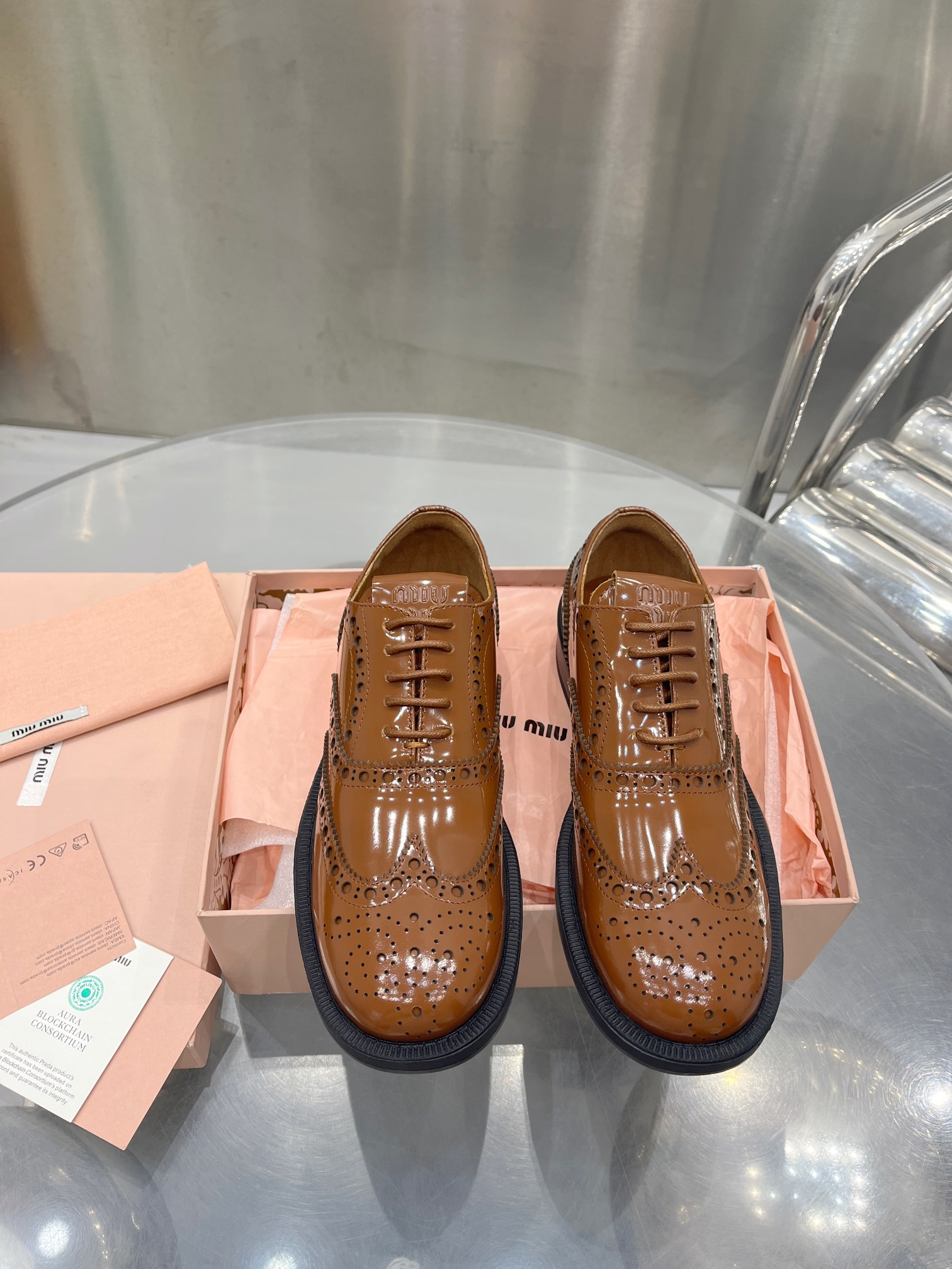 miu miu 靴Ｎ級品 本革 ビジネス スニーカー 革靴 軽量 歩きやすい 紳士靴 通気 ウォーキング ドレスシューズ ブラウン_6