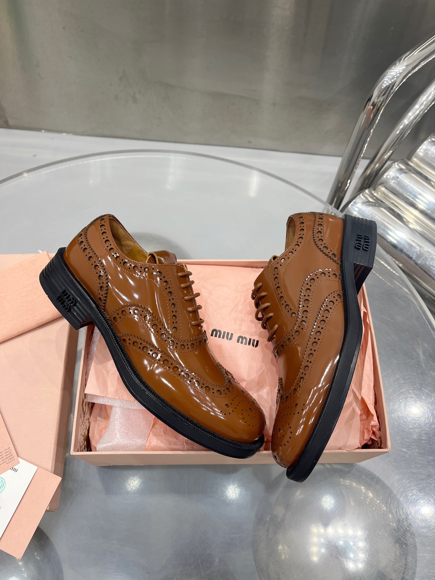 miu miu 靴Ｎ級品 本革 ビジネス スニーカー 革靴 軽量 歩きやすい 紳士靴 通気 ウォーキング ドレスシューズ ブラウン_7