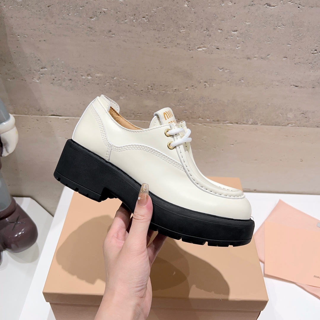 miumiu 厚底 靴コピー 牛革 ローファー モカシン 厚底 人気新作 防滑 ファッション 激安品 ホワイト_6
