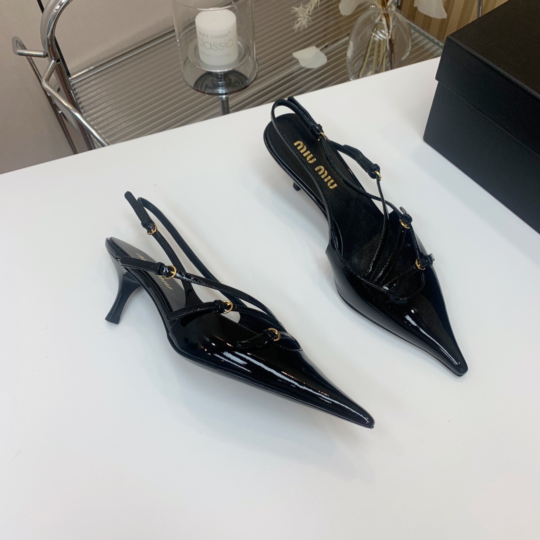 ミュウ ミュウ バレリーナ シューズＮ級品 美脚 レディースシューズ パンプス ハイヒール レザー 歩きやすい ブラック_4
