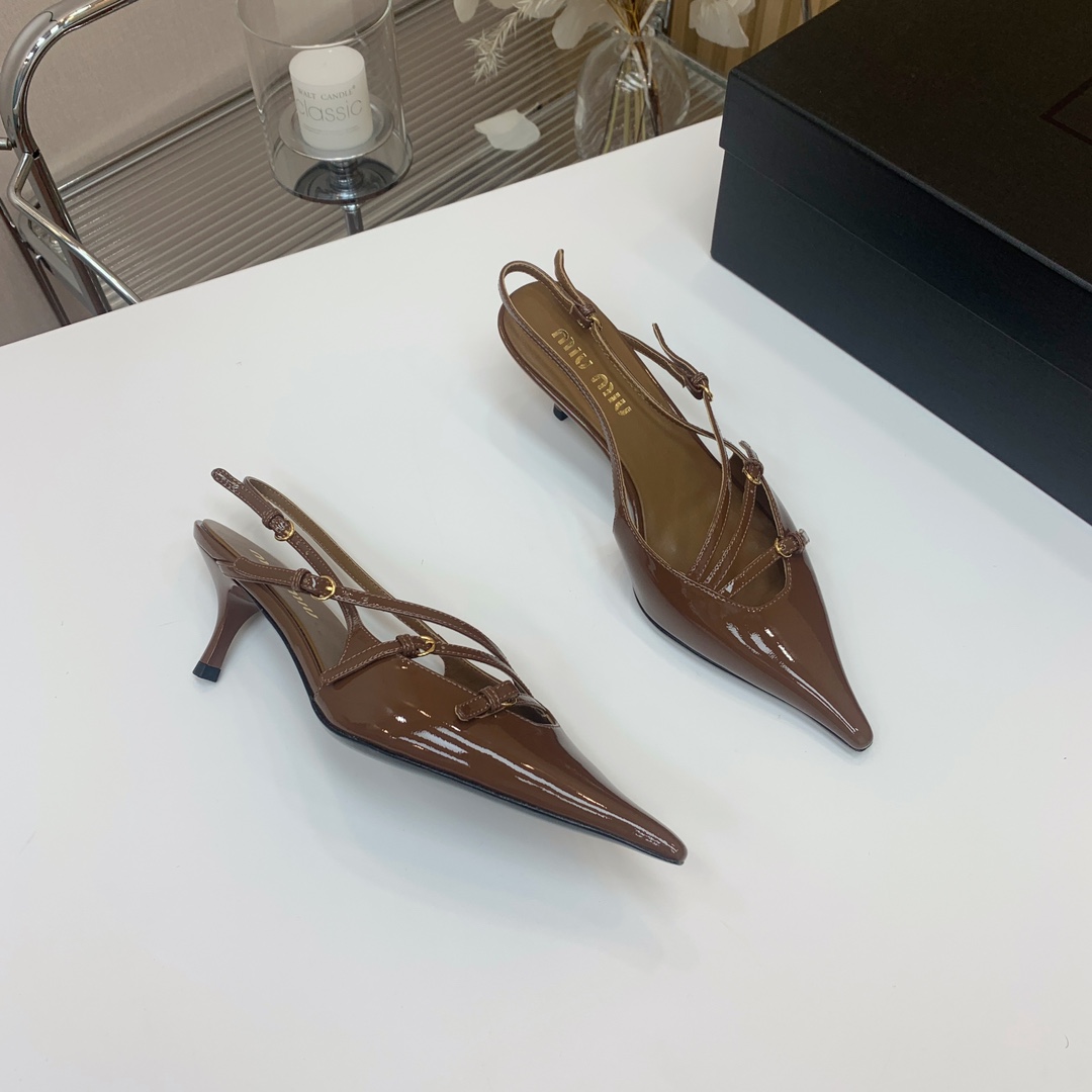 ミュウ ミュウ ブライダル シューズスーパーコピー 美脚 レディースシューズ パンプス ハイヒール レザー 歩きやすい ブラウン_5