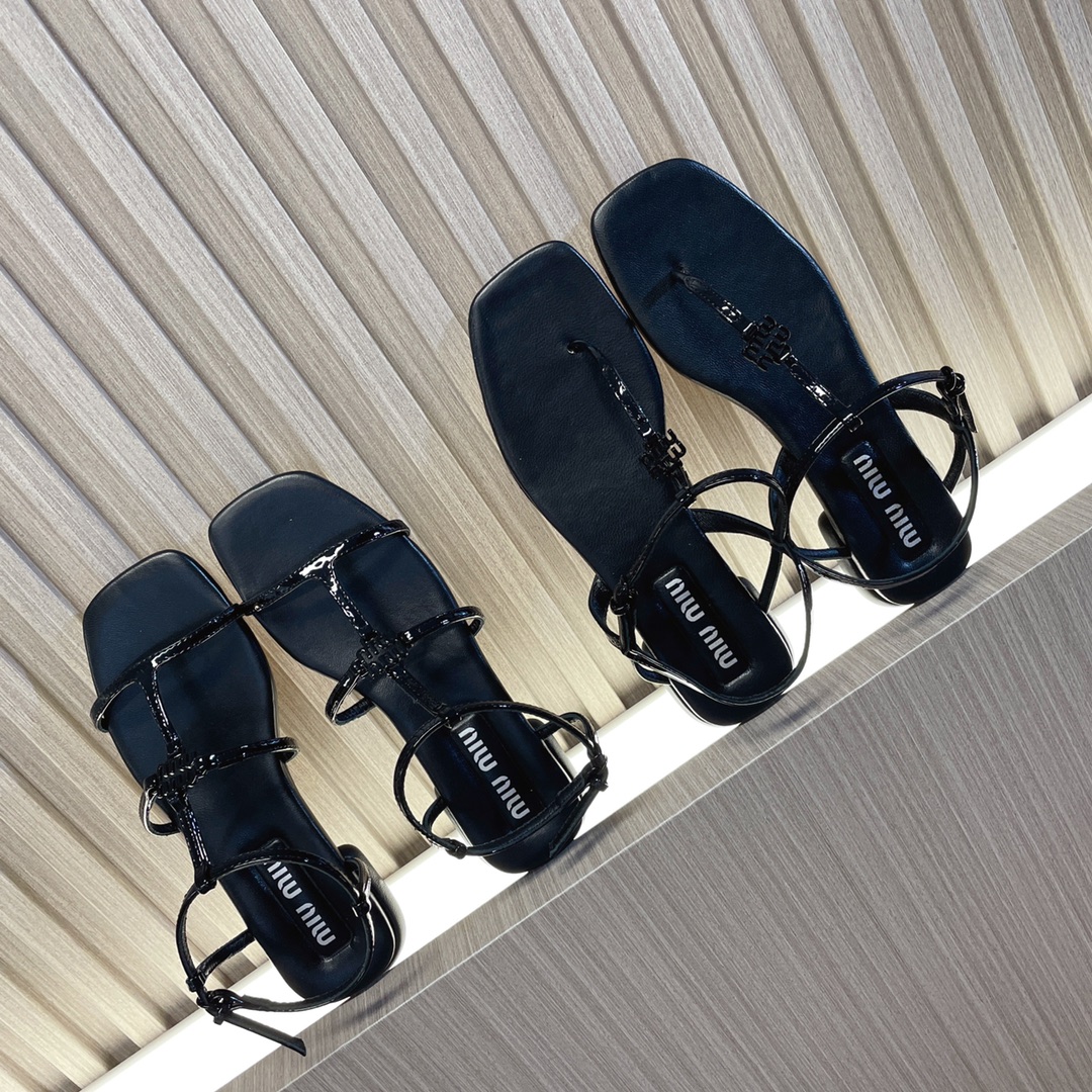 レディース miumiu スニーカースーパーコピー ス サンダル レザー 夏シューズ レディース 美脚 歩きやすい ブラック_7