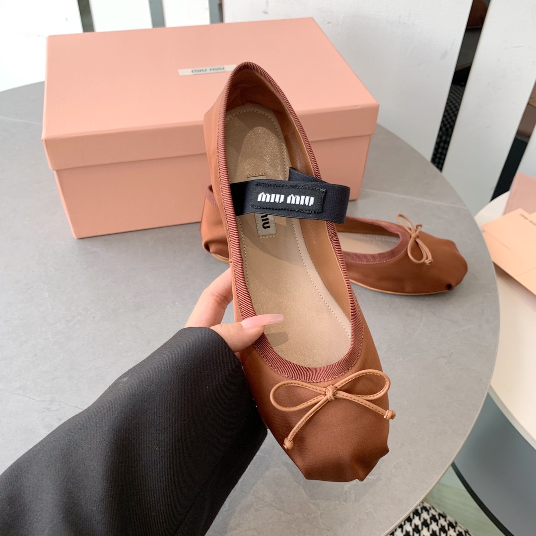 レディース miumiu 靴スーパーコピー バレエシューズ カジュアルシューズ 人気新品 シンプル レディース ブラウン_8