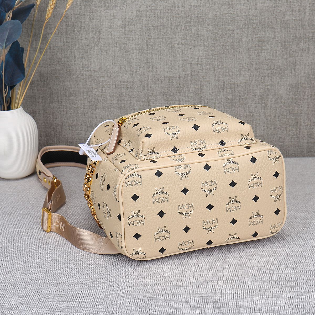 mcm ラインＮ級品 バックバッグ 旅行バッグ 通勤 4サイズ可選 レディース 牛革 ファッション 杏色_8
