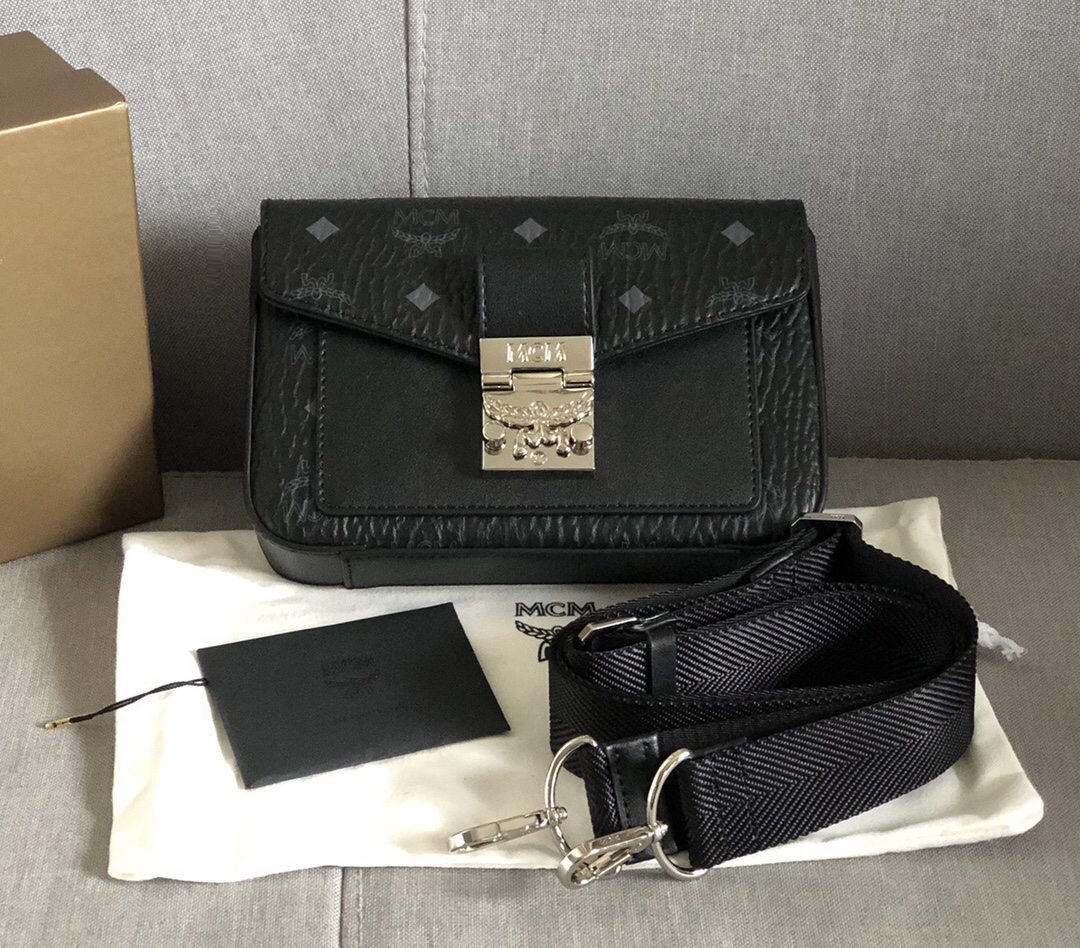 MCM 8 バッグＮ級品 斜めバッグ 牛革 調整可 肩掛け シンプル レザー レディース 通勤 ブラック_1