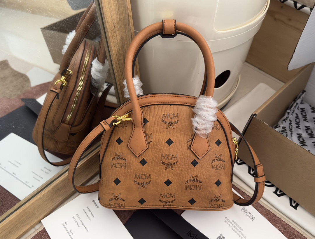 mcm 売るコピー 持ちバッグ 斜めバッグ 牛革 シェルバッグ レザー レディース お買い得大人気 ブラウン_4