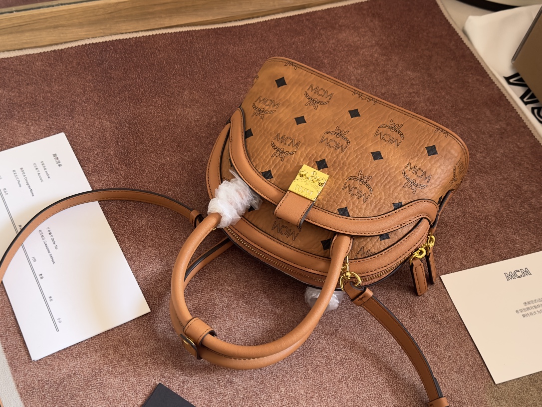 mcm 売るコピー 持ちバッグ 斜めバッグ 牛革 シェルバッグ レザー レディース お買い得大人気 ブラウン_6