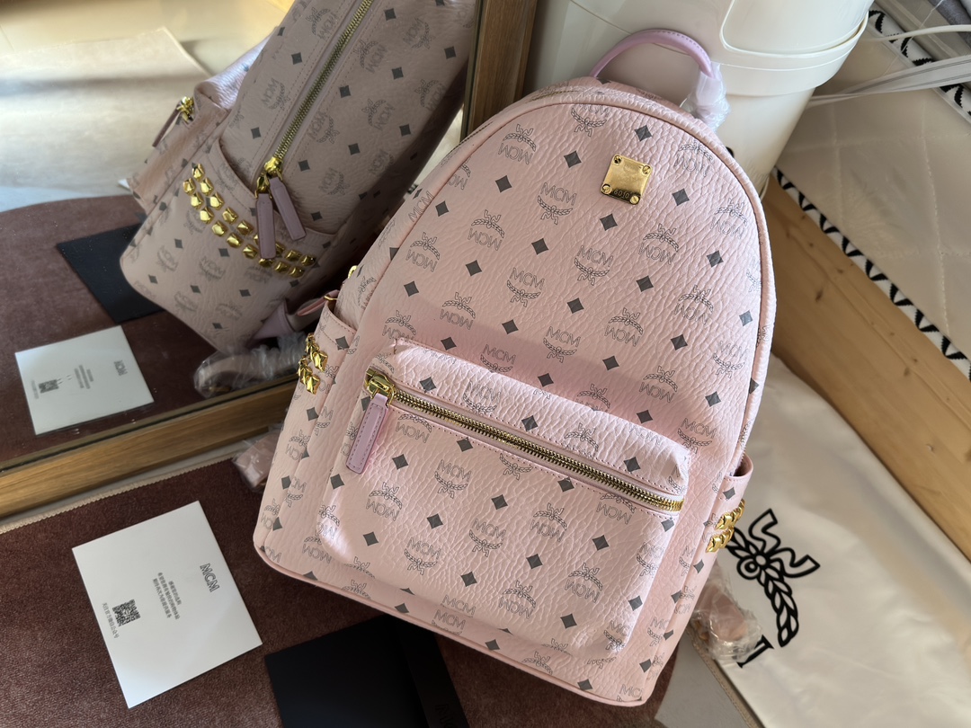 MCMバッグセレクト激安通販 バックバッグ 牛革 カジュアル 旅行 レザー 大人気 ピンク_2