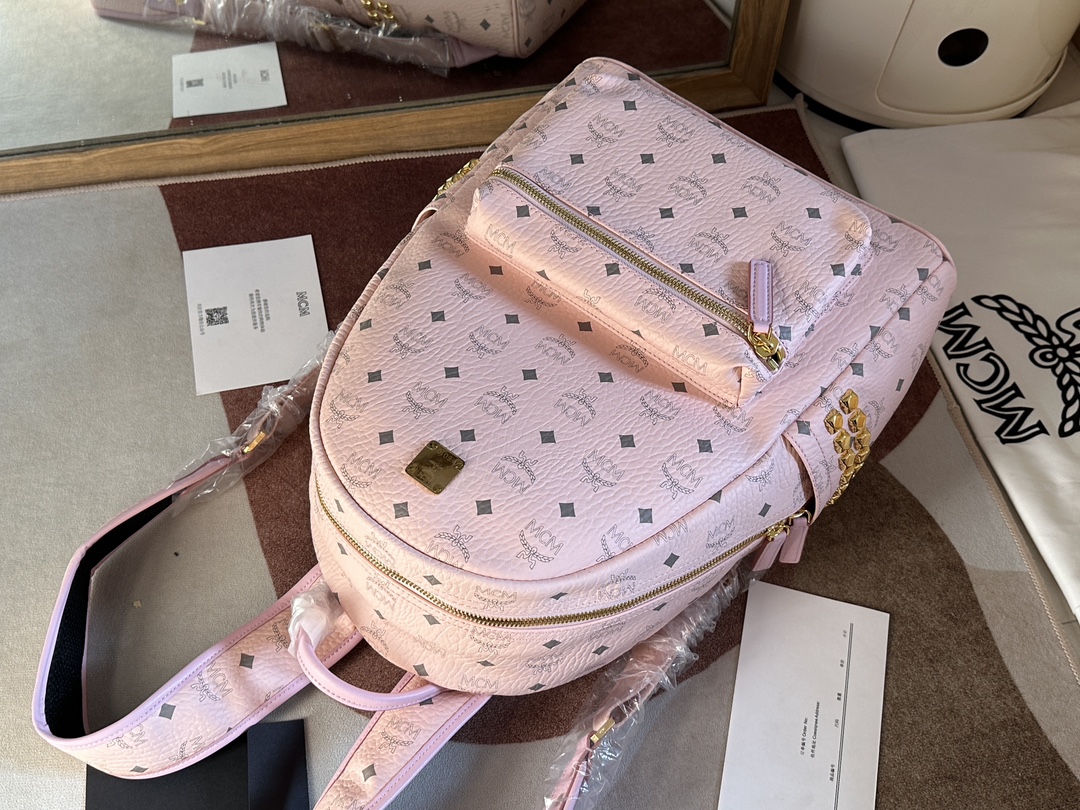 MCMバッグセレクト激安通販 バックバッグ 牛革 カジュアル 旅行 レザー 大人気 ピンク_4