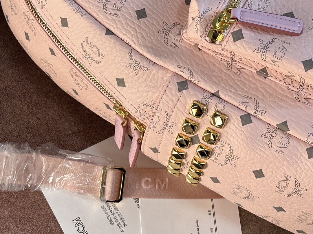 MCMバッグセレクト激安通販 バックバッグ 牛革 カジュアル 旅行 レザー 大人気 ピンク_5