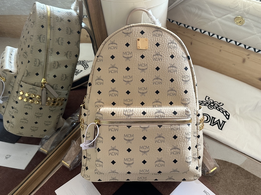 mcm 値段コピー バックバッグ 牛革 カジュアル 旅行 レザー 大人気 ファッション ホワイト_1