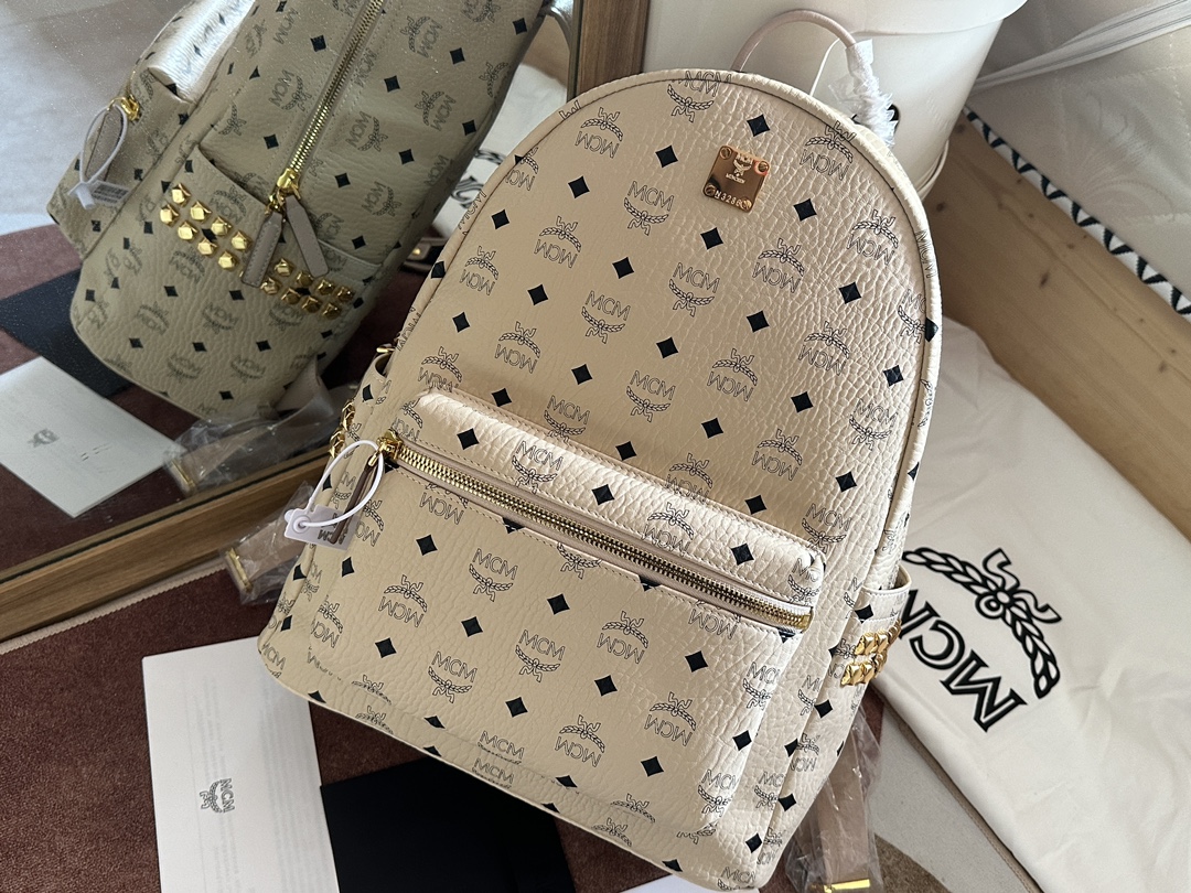 mcm 値段コピー バックバッグ 牛革 カジュアル 旅行 レザー 大人気 ファッション ホワイト_2