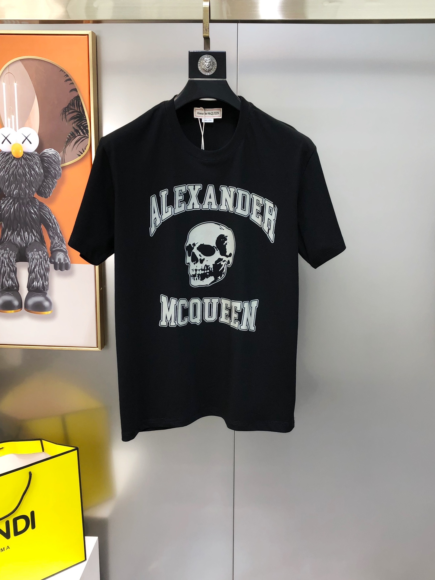 MCQアレキサンダーマックイーンtシャツコピー トップス 半袖 髑髏プリント 純綿 ゆったり メンズ ブラック_1