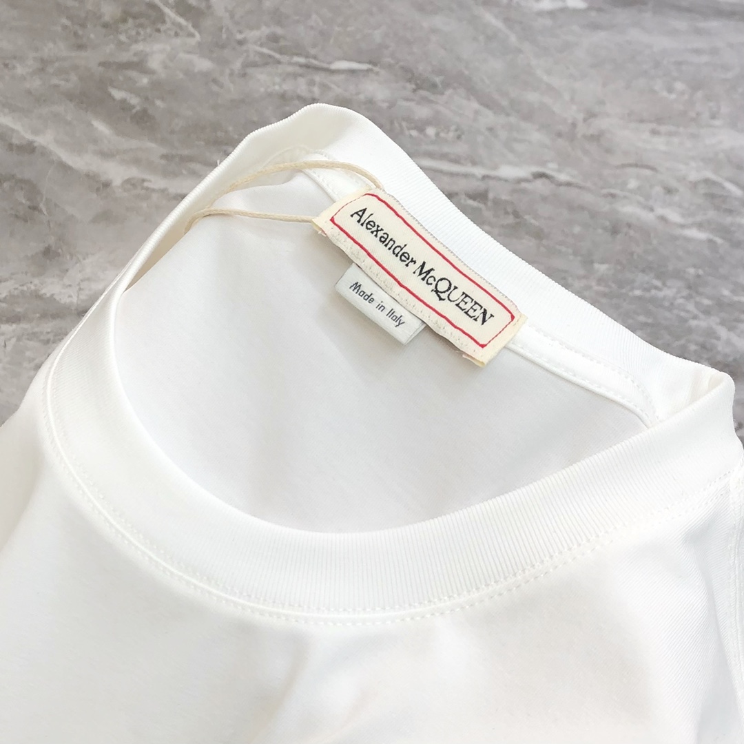 アレキサンダーマックイーン tシャツ レディーススーパーコピー トップス 半袖 髑髏プリント 純綿 ゆったり メンズ ホワイト_5