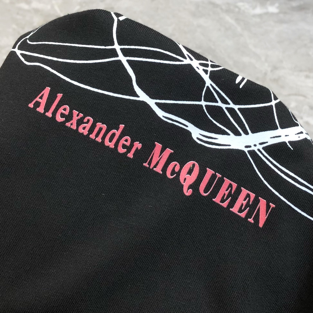 アレキサンダーマックイーン tシャツ激安通販 トップス 短袖 髑髏プリント 純綿 ゆったり メンズ 丸首 ブラック_5