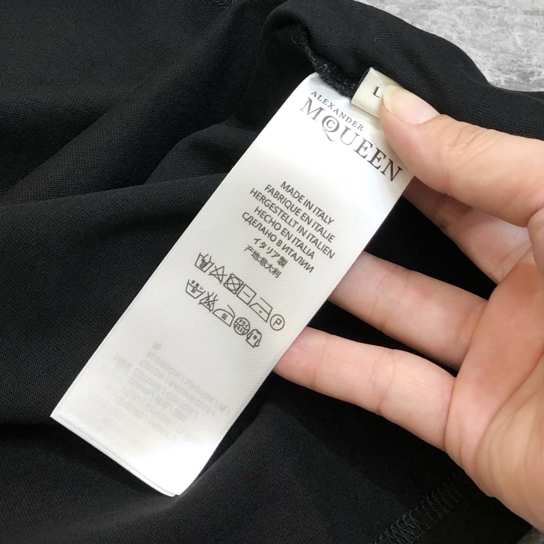 アレキサンダーマックイーン tシャツ激安通販 トップス 短袖 髑髏プリント 純綿 ゆったり メンズ 丸首 ブラック_6