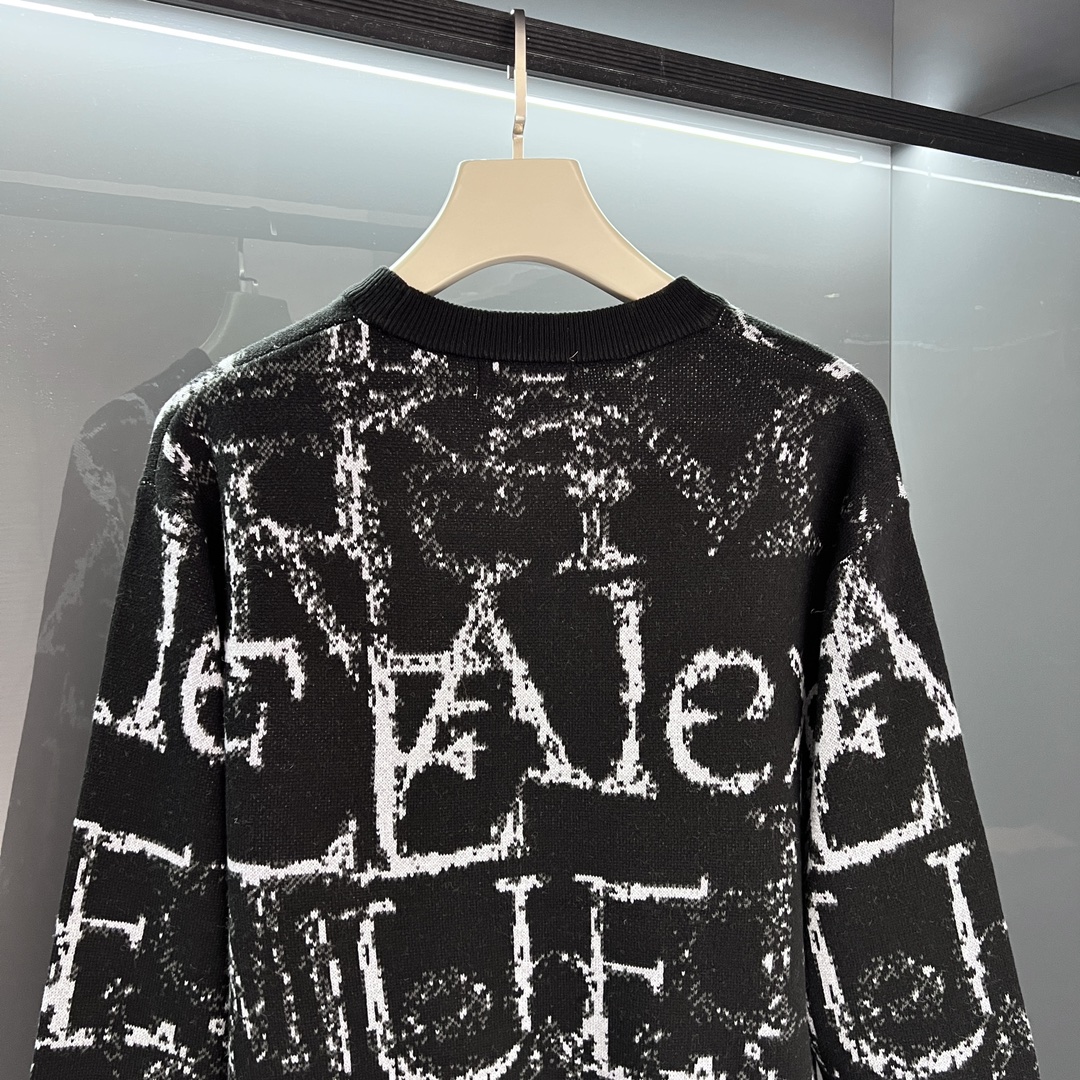 MCQ マックイーン ニットスーパーコピー トップス セーター 暖かい 冬新作 メンズ シンプル 弾性がいい ブラック_4