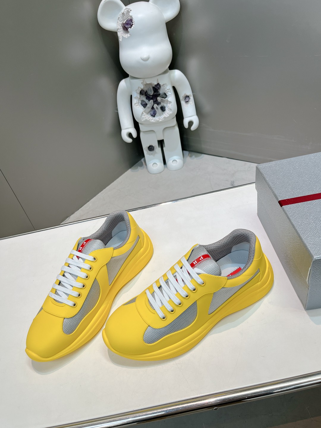 prada 厚底Ｎ級品 スポーツシューズ 運動 ランニング カジュアル 通気性いい 通学 ファッション イエロー_2