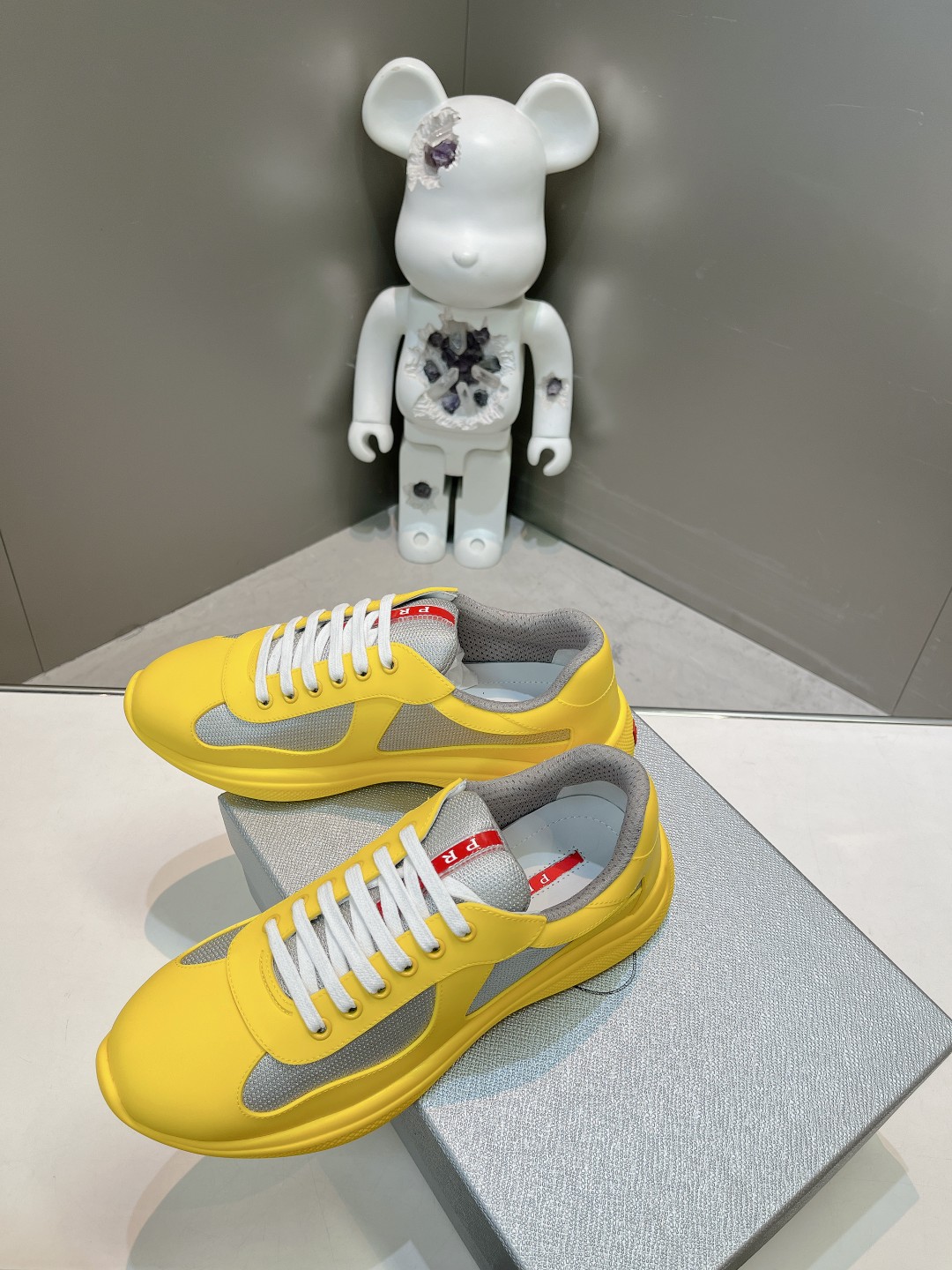 prada 厚底Ｎ級品 スポーツシューズ 運動 ランニング カジュアル 通気性いい 通学 ファッション イエロー_3