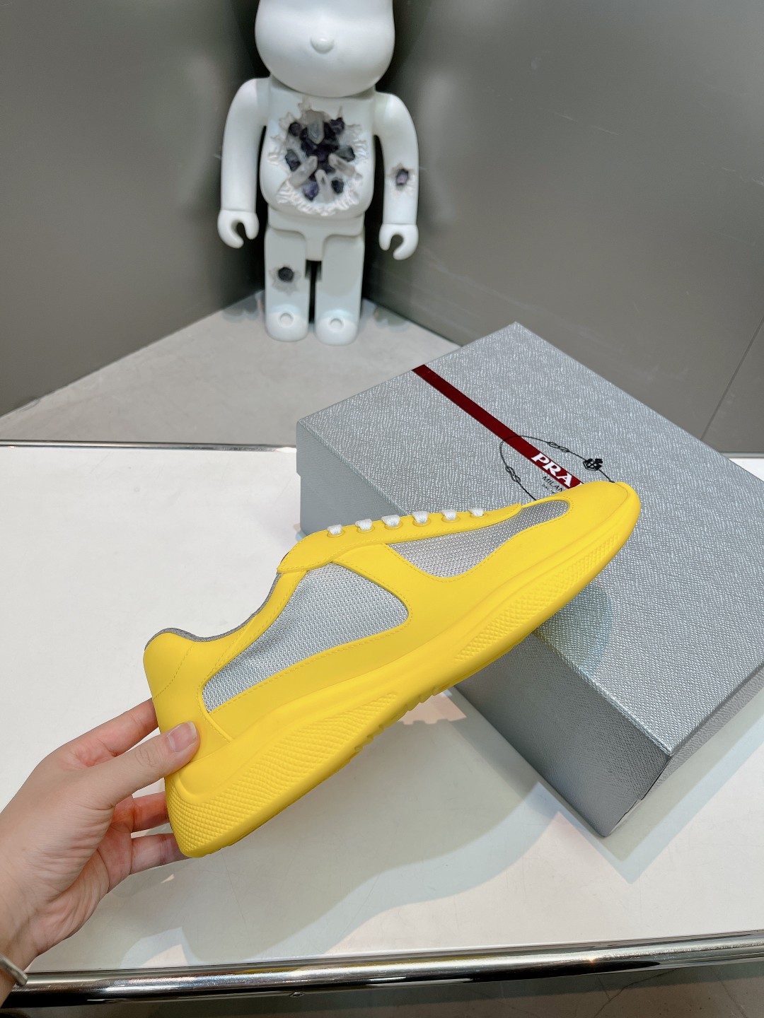 prada 厚底Ｎ級品 スポーツシューズ 運動 ランニング カジュアル 通気性いい 通学 ファッション イエロー_5