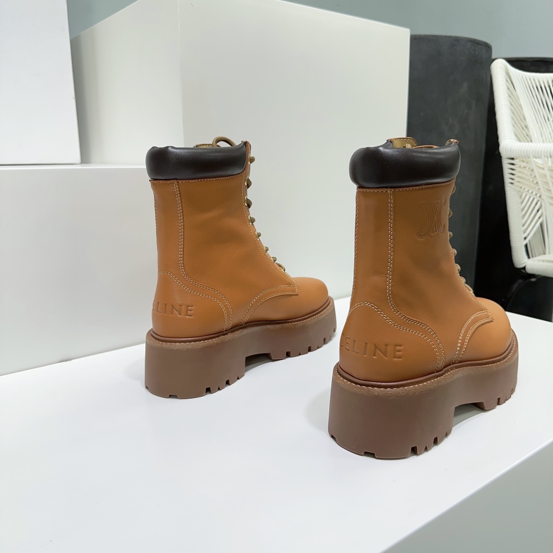 セリーヌの靴Ｎ級品 ブーツ メンズ イエローブーツ 革 防水 防寒 ワークブーツ バイク 靴 バイクブーツ ブラウン_5