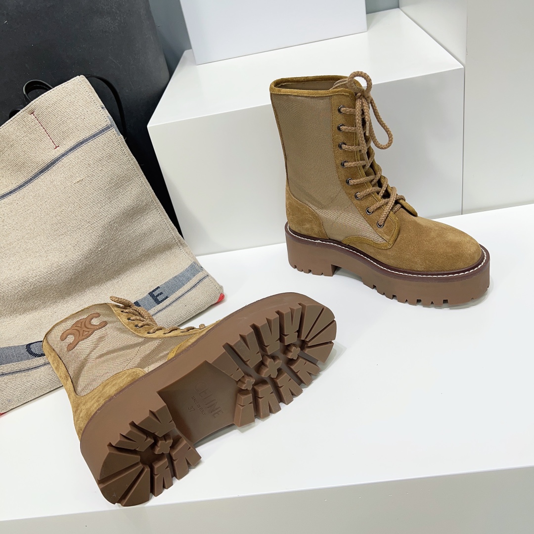 セリーヌ長靴スーパーコピー ブーツ 牛革 歩きやすい 軽量 ショットブーツ 人気 ファッション 激安品 ブラウン_4