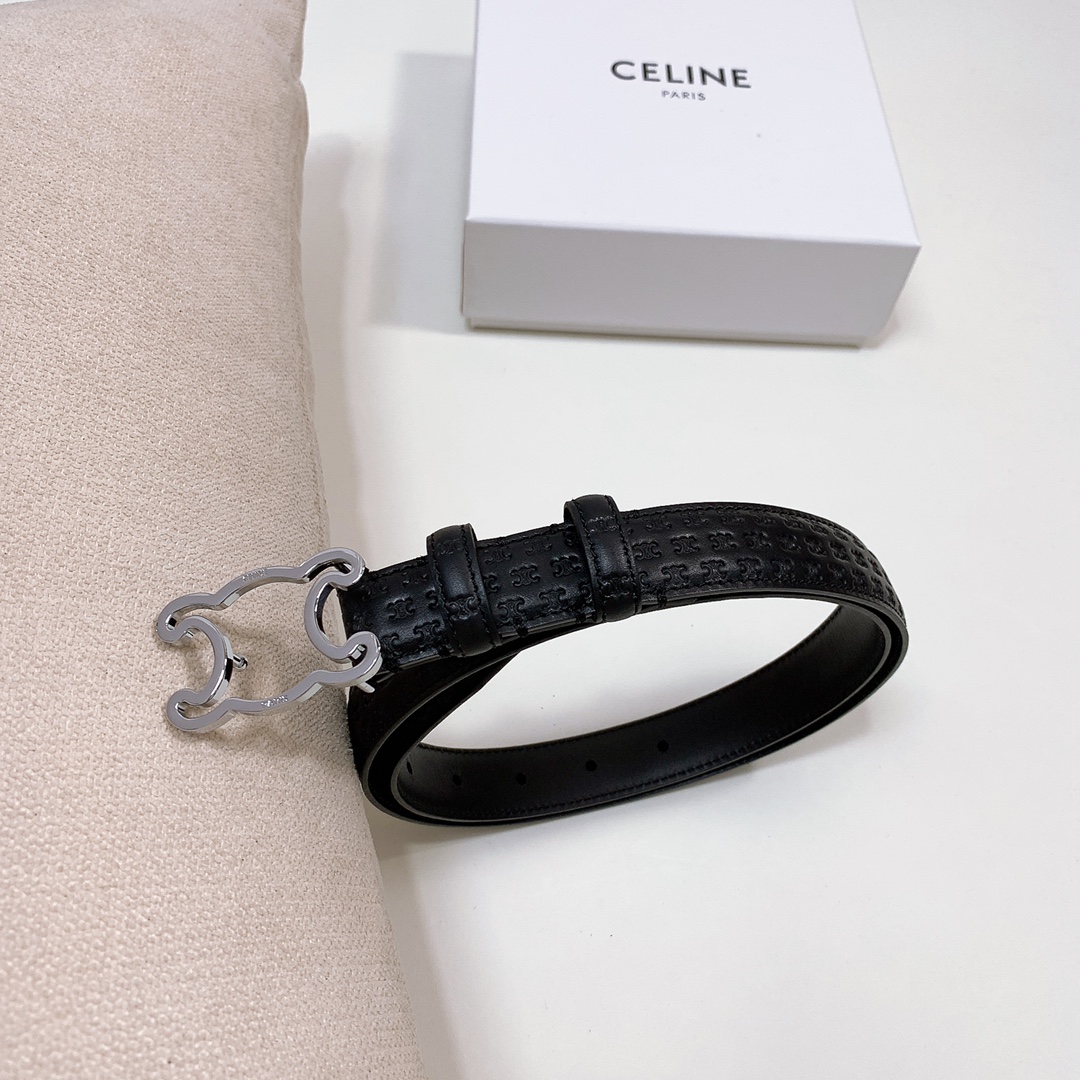 ベルトセリーヌ激安通販 おしゃれ 女性用 細いベルト ビジネス 幅2.5㎝ レディース シルバーバックル 人気定番 ブラック_3