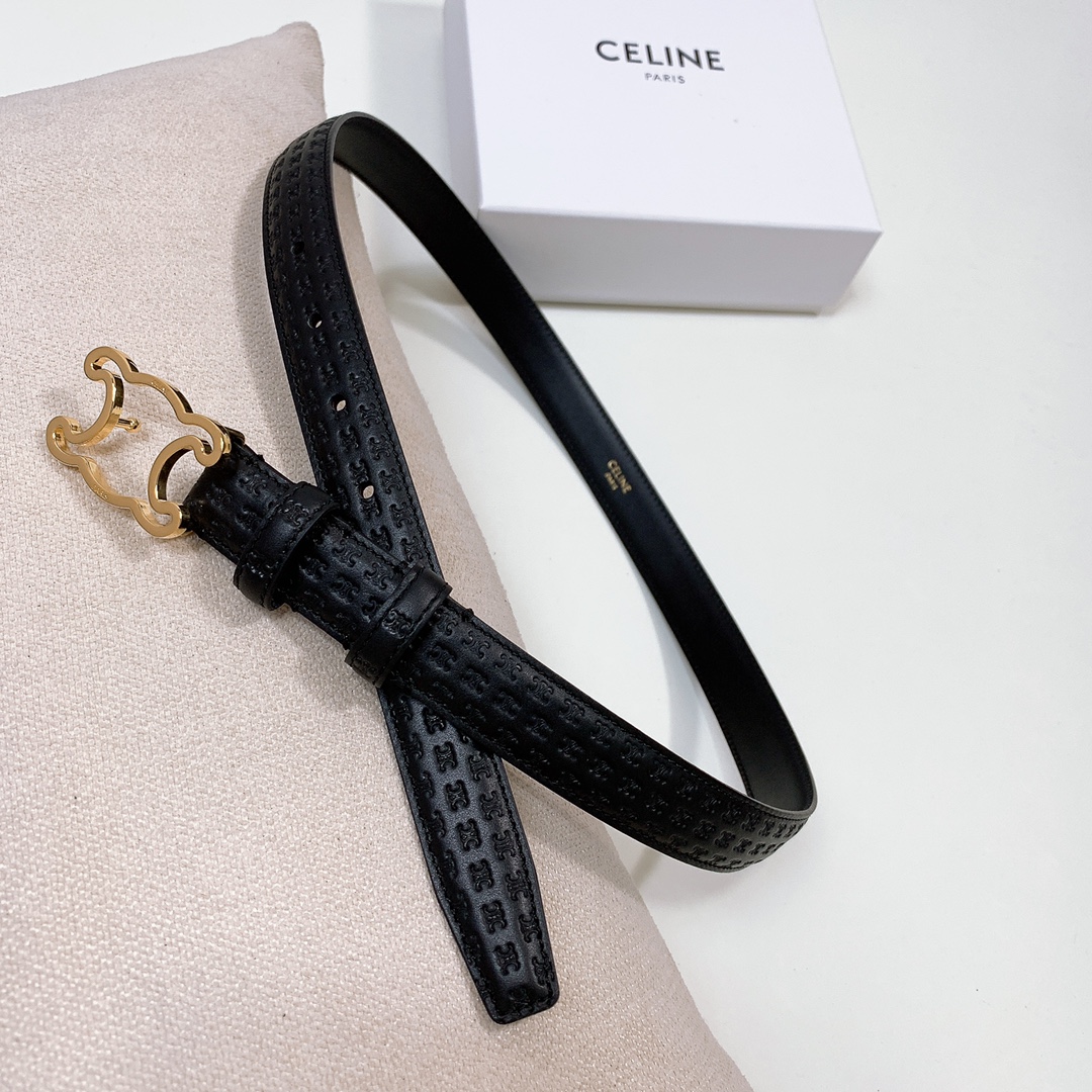 セリーヌ ベルトバッグＮ級品 おしゃれ 女性用 細いベルト ビジネス 幅2.5㎝ レディース ゴールドバックル 人気定番 ブラック_3