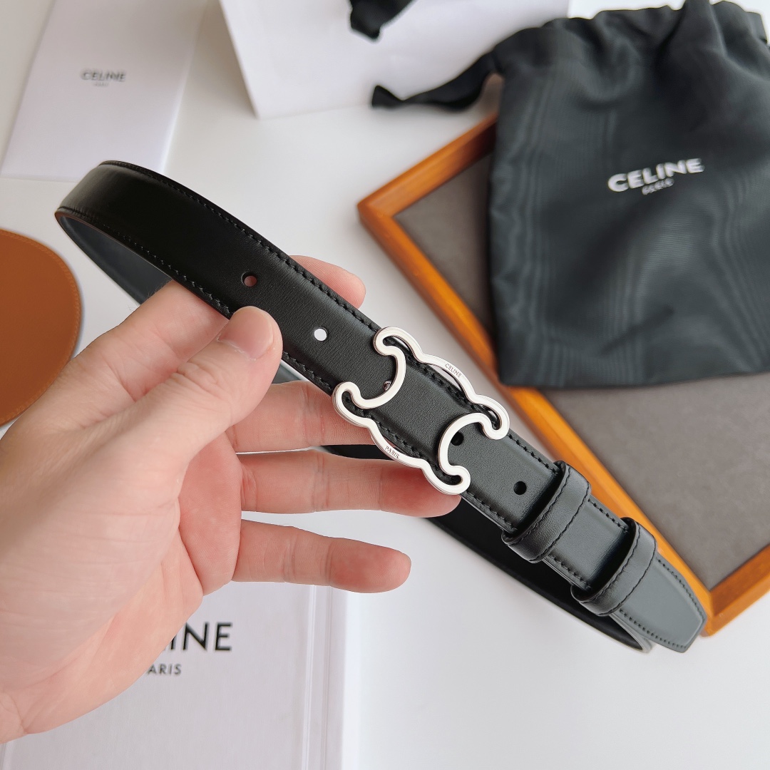HOT品質保証 セリーヌ ベストセラーＮ級品 レディース バックル 女性用 おしゃれ 細いベルト 幅2.5㎝ ブラック_3
