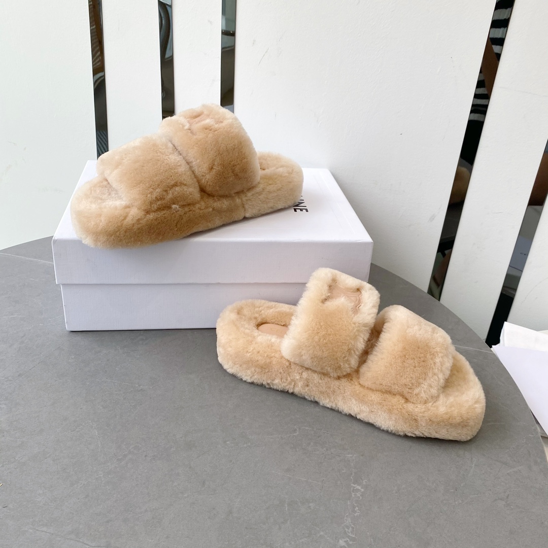 セリーヌ シューズ メンズコピー つっかけ 暖かい もこもこ ルームシューズ秋冬 厚底 スリッパ 歩きやすい 杏色_8