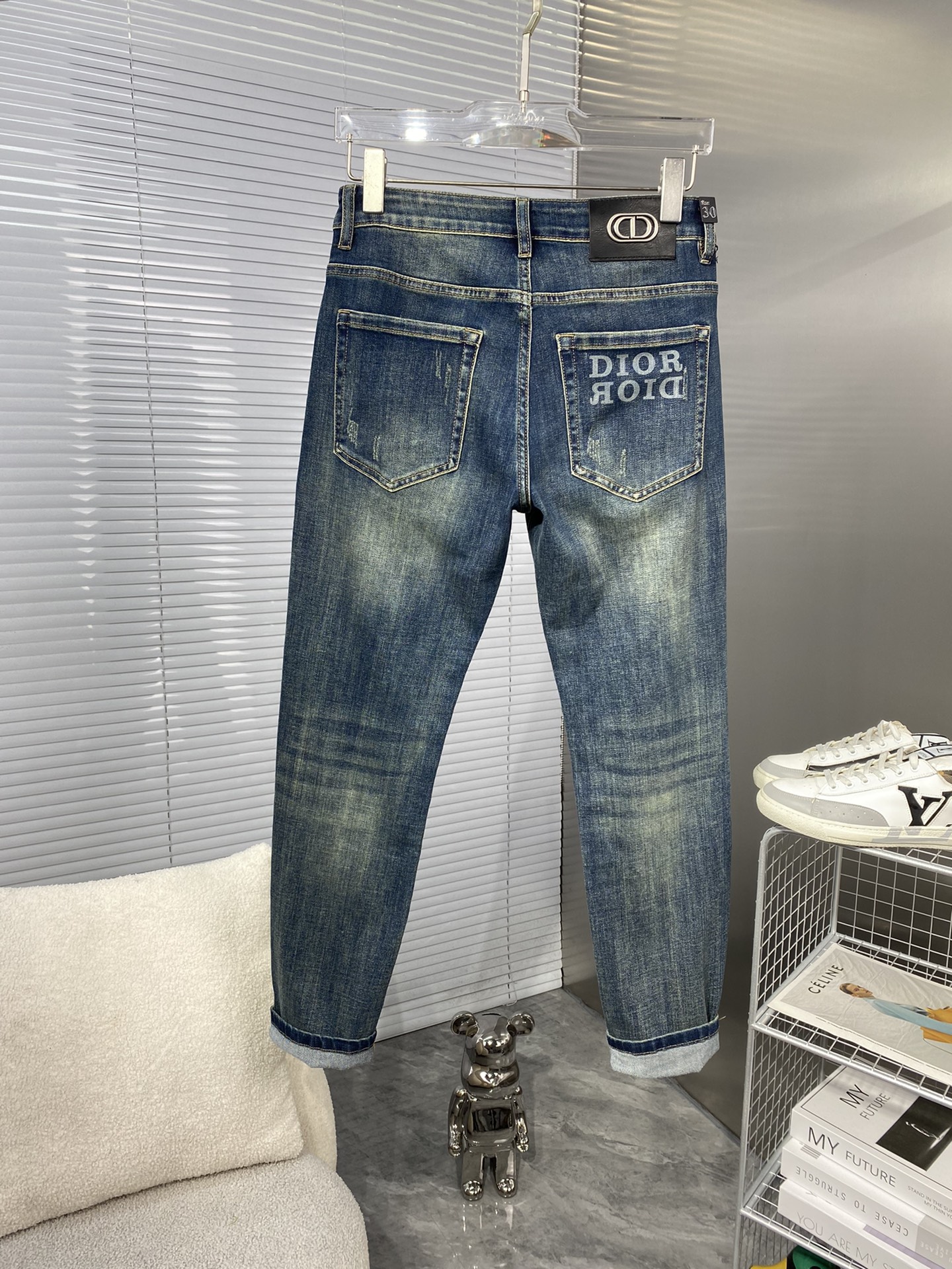 ディオールハーフパンツＮ級品 デニム ズボン ジーンズ 柔らかい 美脚 優雅 シンプル ブルー_2