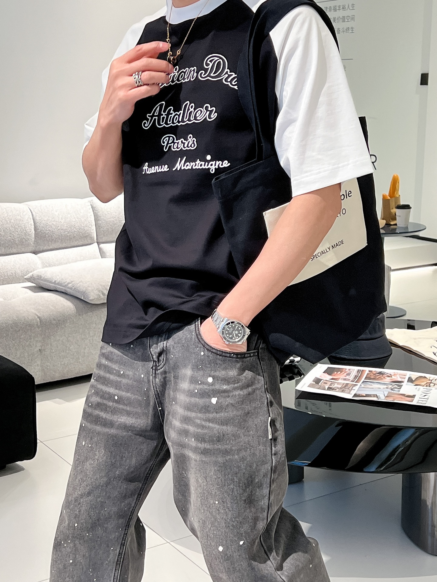 超激レア人気新作 ディオール tシャツ レディース激安通販 短袖 トップス 純綿tシャツ プリント 人気服 ブラック_2