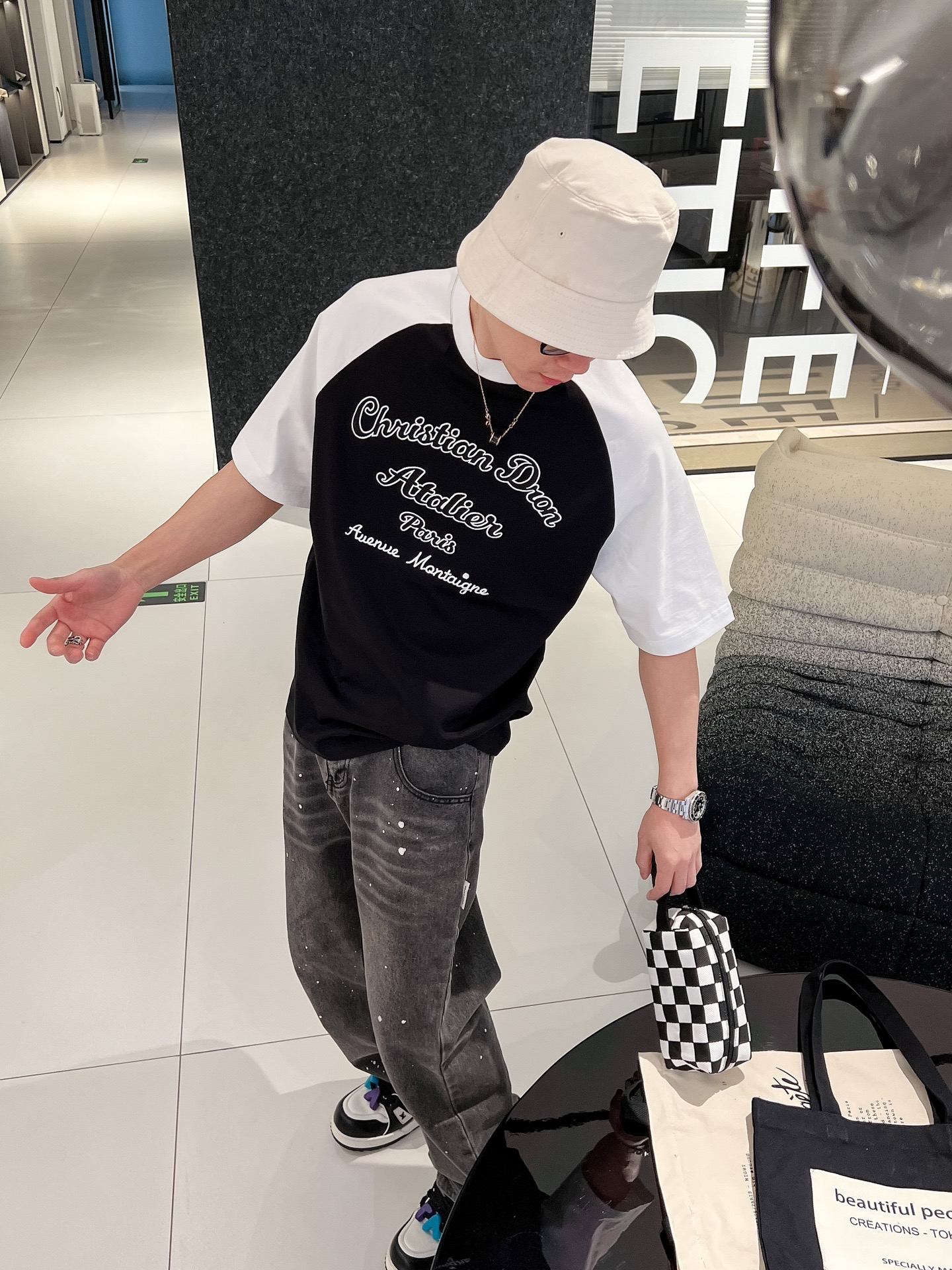 超激レア人気新作 ディオール tシャツ レディース激安通販 短袖 トップス 純綿tシャツ プリント 人気服 ブラック_5