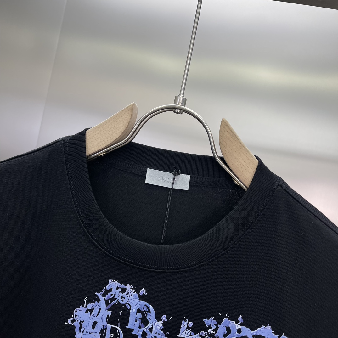 ディオールtシャツメンズ偽物 純綿 トップス ハットプリント 個性的 男女兼用 通気性いい シンプル ブラック_3