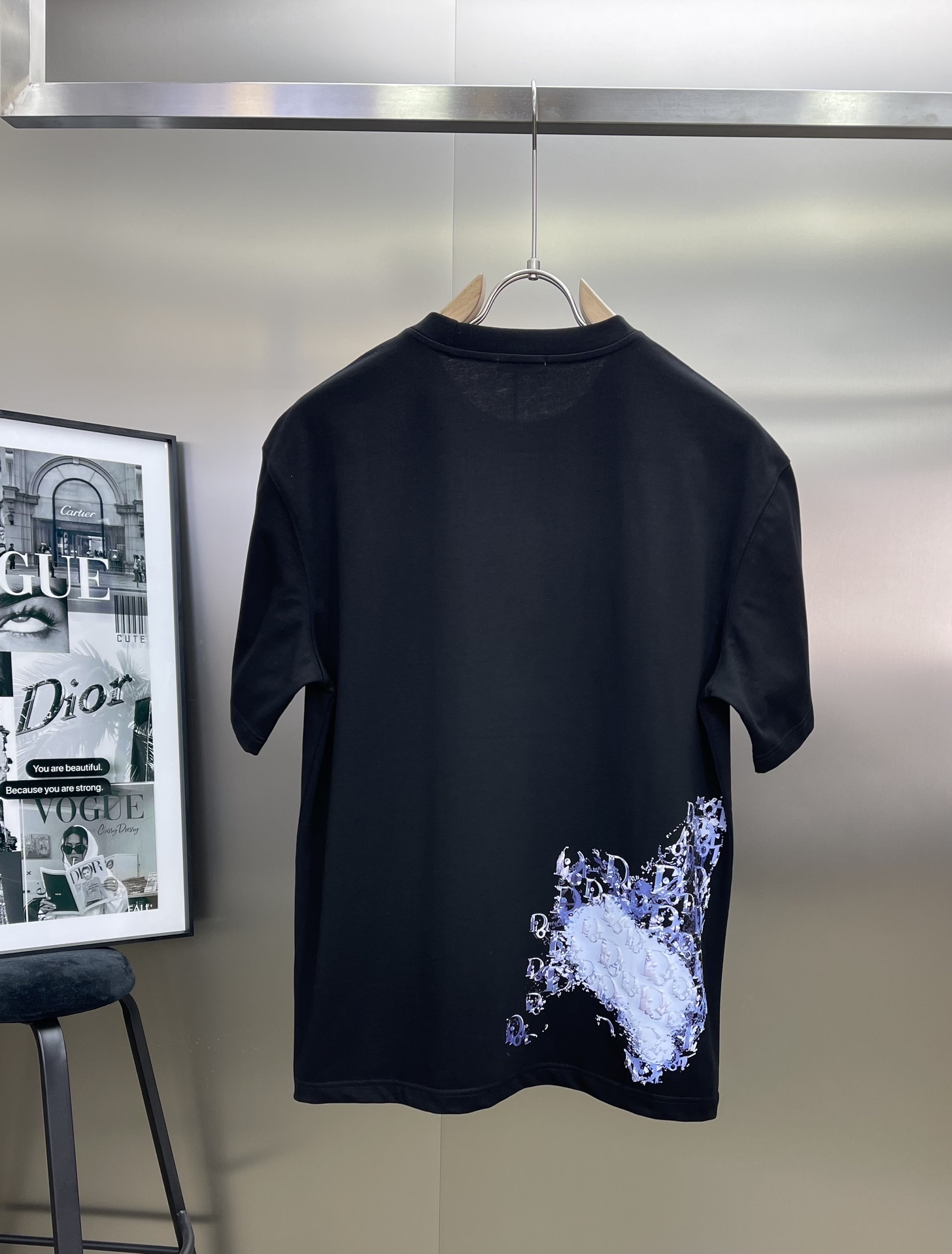 ディオールtシャツメンズ偽物 純綿 トップス ハットプリント 個性的 男女兼用 通気性いい シンプル ブラック_4