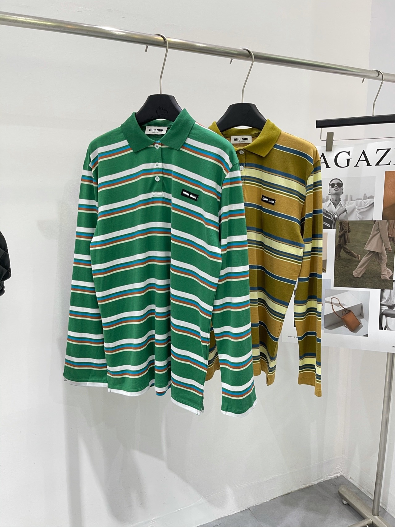 ミュウミュウ リボンＮ級品 ポロシャツ 長袖 襟あり 縞模様 シンプル 純綿 個性的 ファッション 2色可選_6